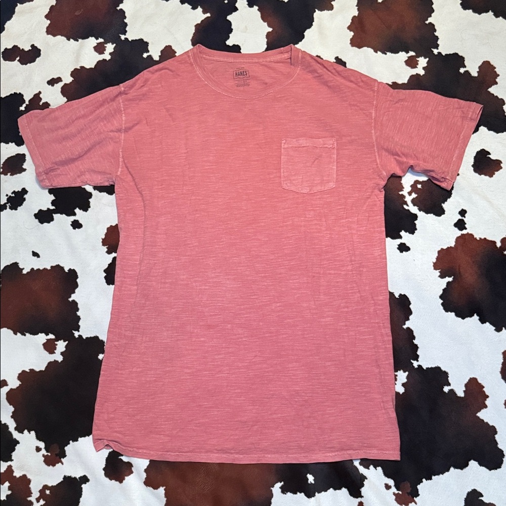 Hanes Men’s Plain Red Shirt With Pocket Size Large